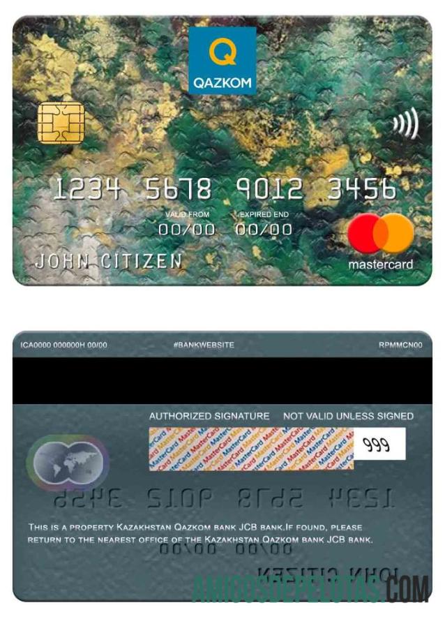 Kazakhstan Qazkom Bank JCB Bank Mastercard sample